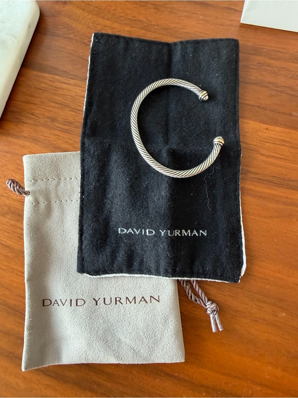 David Yurman Silver Cable Cuff with 14K Gold Accents - Picture 2 of 4